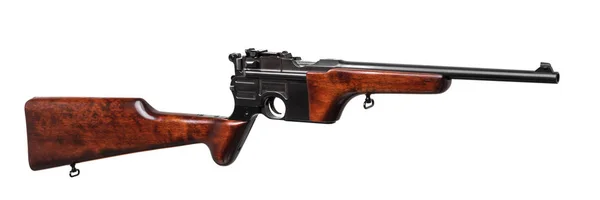 Vintage Pistolet Drewnianym Uchwytem Pistolet Białym Tle — Zdjęcie stockowe