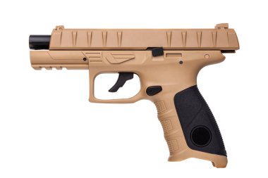 Beyaz izole kahverengi tabanca