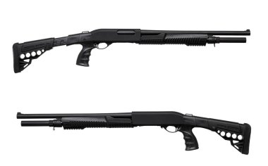 Silah. Beyaz arka plan üzerinde izole av tüfeği