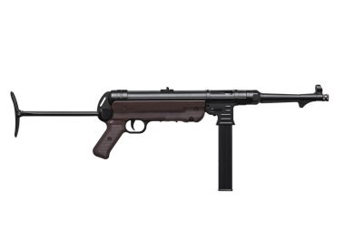 Vintage makineli tüfek üzerinde beyaz izole