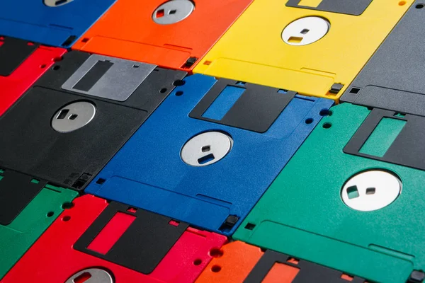 Vintage Mehrfarbige Disketten Hintergrund — Stockfoto