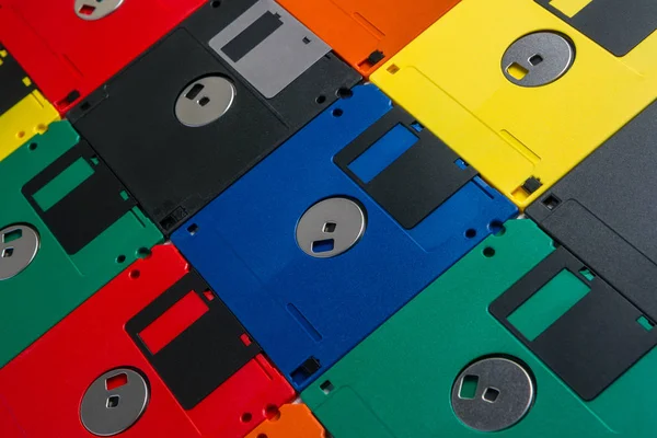 Vintage Mehrfarbige Disketten Hintergrund — Stockfoto