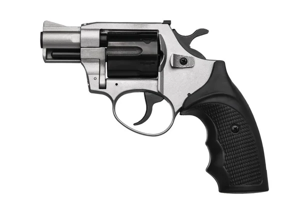 Pistola Prata Arma Isolada Fundo Branco — Fotografia de Stock
