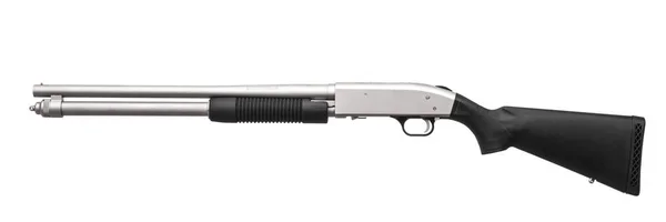 Zilveren Shotgun Geïsoleerd Witte Achtergrond — Stockfoto
