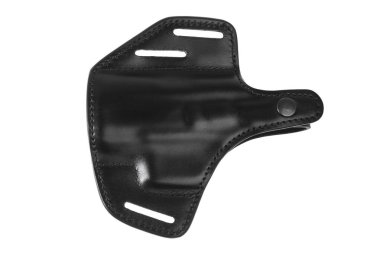 Beyaz arka plan üzerinde izole tabanca için siyah deri tabanca kılıfı