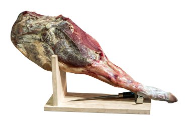 Jamon ya da parma ham ahşap stand Dilimleme üzerinde 