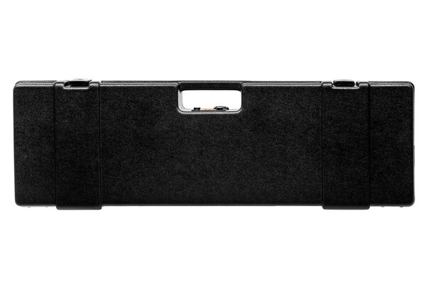 Black plastic case with a combination lock for a gun rifle isolated on a white background