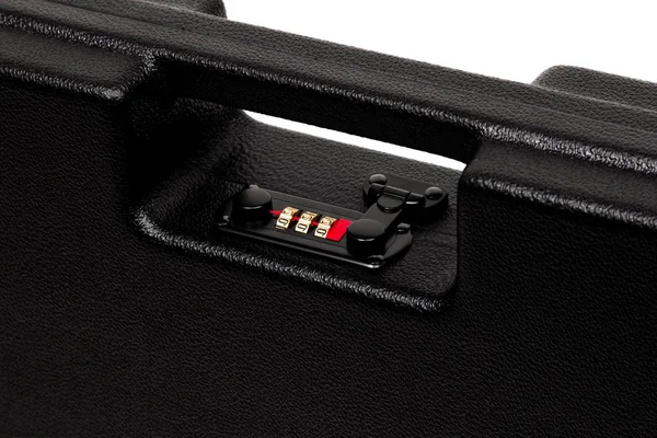 black plastic case with a combination lock for a gun rifle isolated on a white background