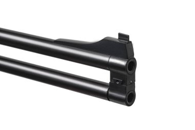 Beyaz arka plan üzerinde izole 308'lik yivli varil ile double-barreled av tüfeği Barreels