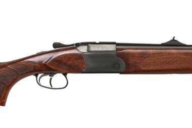 Beyaz arka plan üzerinde izole 308'lik yivli varil ile Double-Barreled av tüfeği