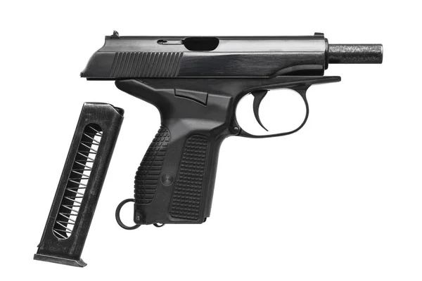 Svart Pistol Pistol Isolerade Vit Bakgrund — Stockfoto