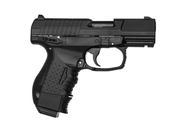 Czarny pistolet pistolet na białym tle na białym tle — Zdjęcie stockowe
