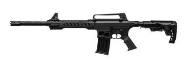 Beyaz arka plan üzerinde izole modern yarı otomatik av tüfeği