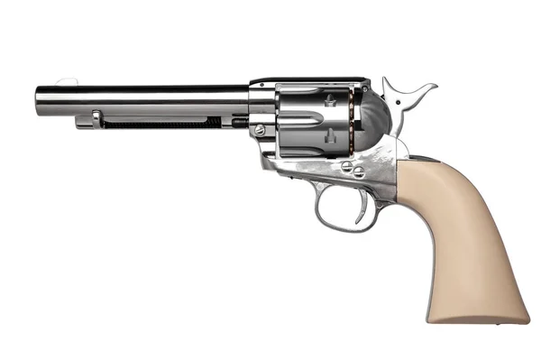 Revólver Pistola Clássico Isolado Fundo Branco — Fotografia de Stock