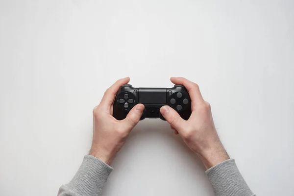 Kézzel Tart Joystick Elszigetelt Gamer Játék Játékvezérlő Vezérlővel Játék Gazdaság — Stock Fotó
