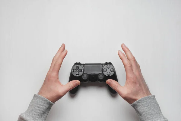 Kézzel Tart Joystick Elszigetelt Gamer Játék Játékvezérlő Vezérlővel Játék Gazdaság — Stock Fotó