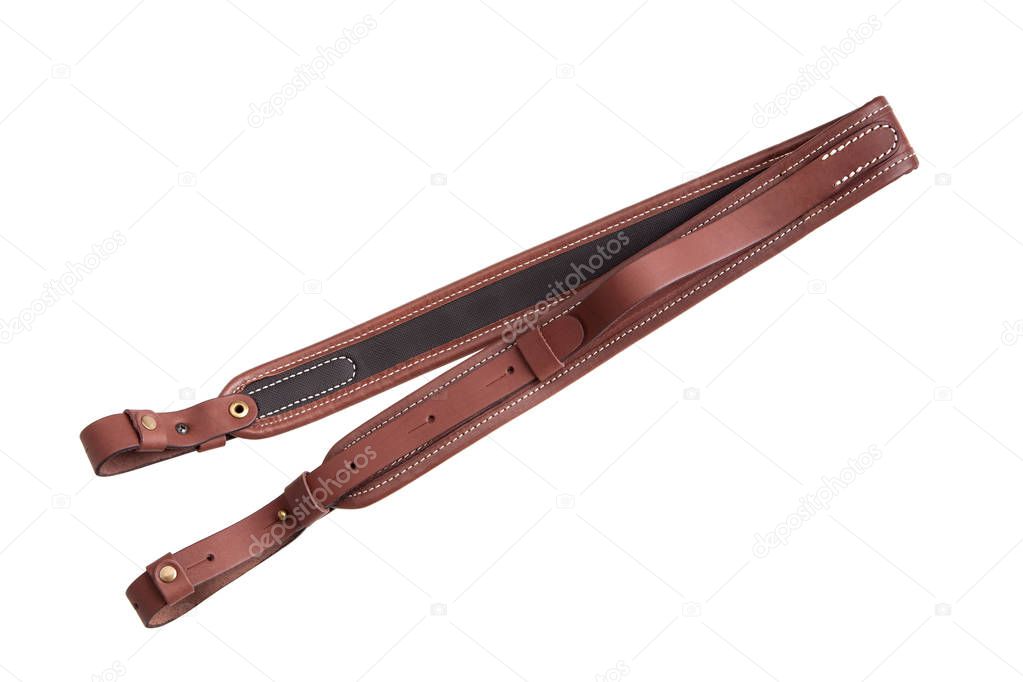 leather shoulder strap for a gun isolated on white background