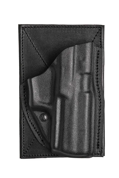 Holster Cuir Noir Pour Pistolet Isolé Sur Fond Blanc — Photo