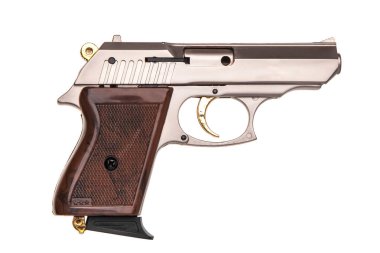 Silah tabanca üzerinde izole beyaz arka plan