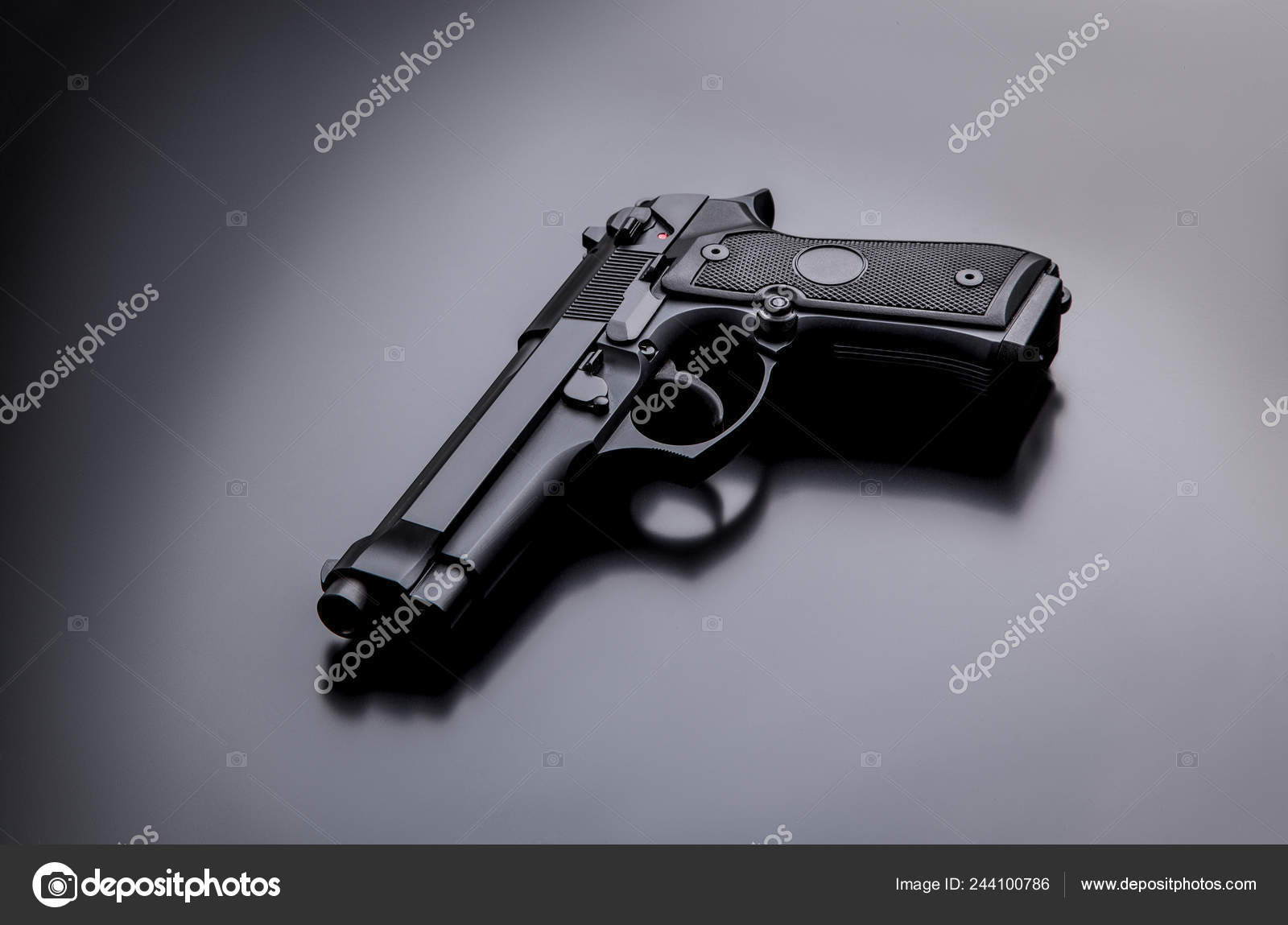 Black Modern Gun Black Background 9Mm Pistol Gun Black Stock Photo by  © 244100786