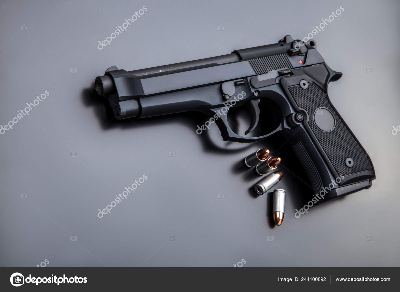 Black Modern Gun Black Background 9Mm Pistol Gun Black Stock Photo by  © 244100892