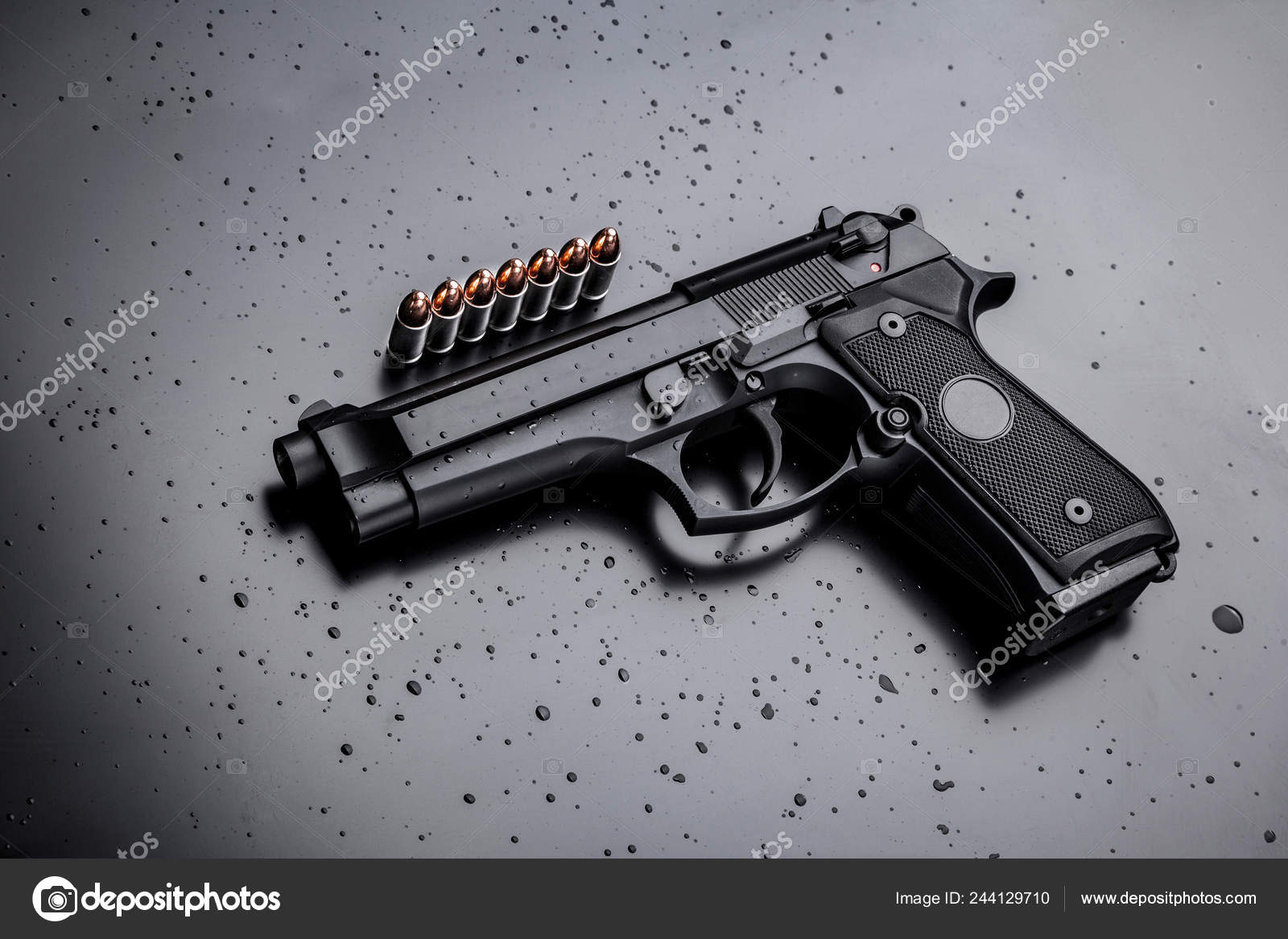 Black Modern Gun Black Background 9Mm Pistol Gun Black Stock Photo by  © 244129710