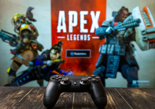 Oděsa Ukrajina Února 2019 Černá Playstation Gamepad Pozadí Herní Legendy — Stock fotografie