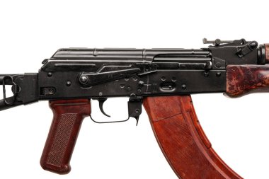 SSCB ve Rusya beyaz arka plan üzerinde izole klasik makineli silahlı.