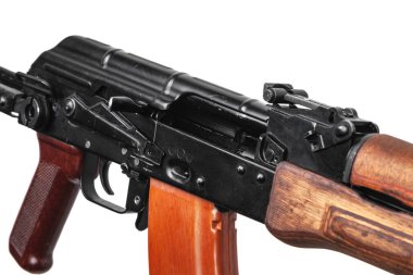 SSCB ve Rusya beyaz arka plan üzerinde izole klasik makineli silahlı.