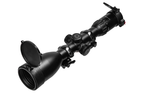 现代黑色光学瞄准镜 用于白色隔离武器 在白色背景上隔离的瞄准镜 — 图库照片
