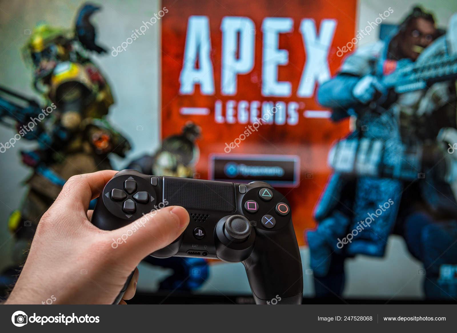 Odessa Ukraine February 19 2019. Black playstation 4 gamepad