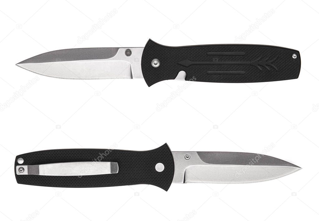 penknife folding knife isolated on white.