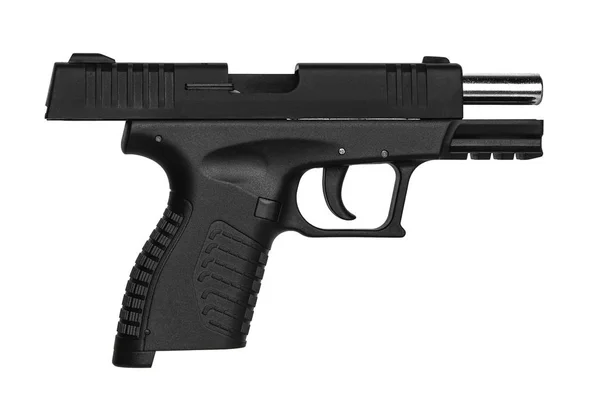 Pistola negra moderna aislada en la espalda blanca —  Fotos de Stock