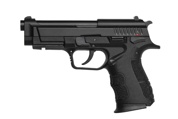 Nowoczesny pistolet czarno na białym tle — Zdjęcie stockowe