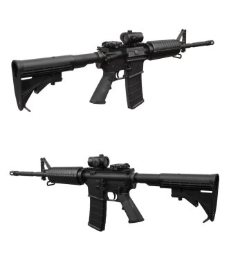 Beyaz izole bir optik görme ile modern tüfek