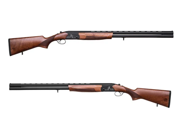 Classic hunting double barreled shotgun isolated on white — Stock Photo, Image
