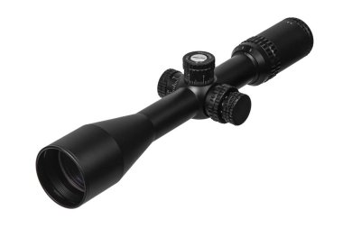 Beyaz arkasında izole siyah optik keskin nişancı kapsamı