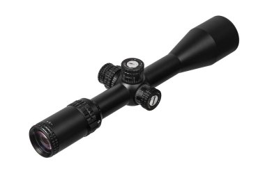 Beyaz arkasında izole siyah optik keskin nişancı kapsamı