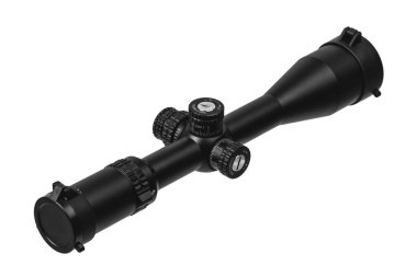 Beyaz arkasında izole siyah optik keskin nişancı kapsamı