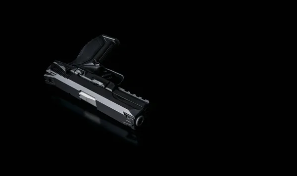 Modern black gun on black back — Stock Photo, Image