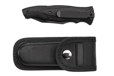 Beyaz arkasında izole siyah bıçak multitool