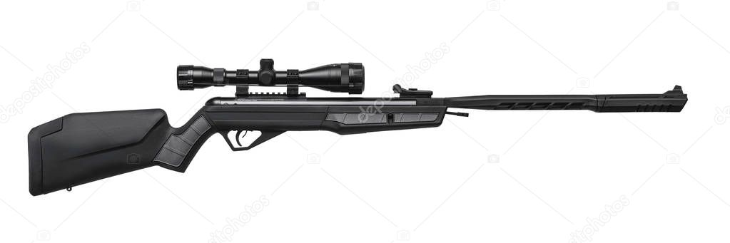 pneumatic rifle iwith telescopic sight solated on white 