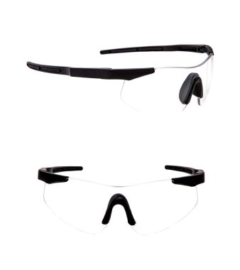 Koruyucu gözlük çekim ve beyaz arkasında izole iş için