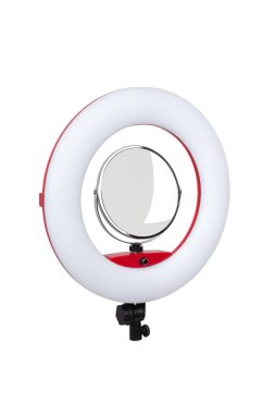 Dairesel neon Led lamba izole beyaz arka plan yakın çekim. Pop