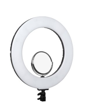 Dairesel neon Led lamba izole beyaz arka plan yakın çekim. Pop