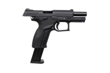 siyah silah tabanca üzerinde beyaz izole