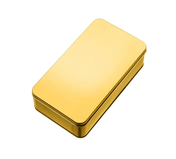 Gold Metall Box isoliert auf weißem Hintergrund. — Stockfoto