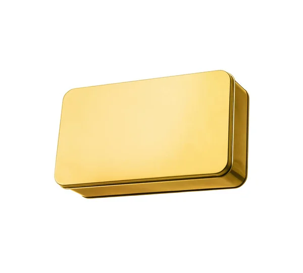 Złota metalowa Skrzynka izolowana na białym tle. — Zdjęcie stockowe