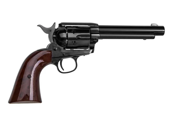 Pistola pistola revólver aislado en la espalda blanca — Foto de Stock