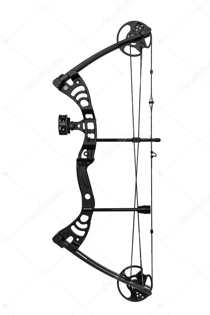 modern, compound hunting bow and arrows  isolated on white